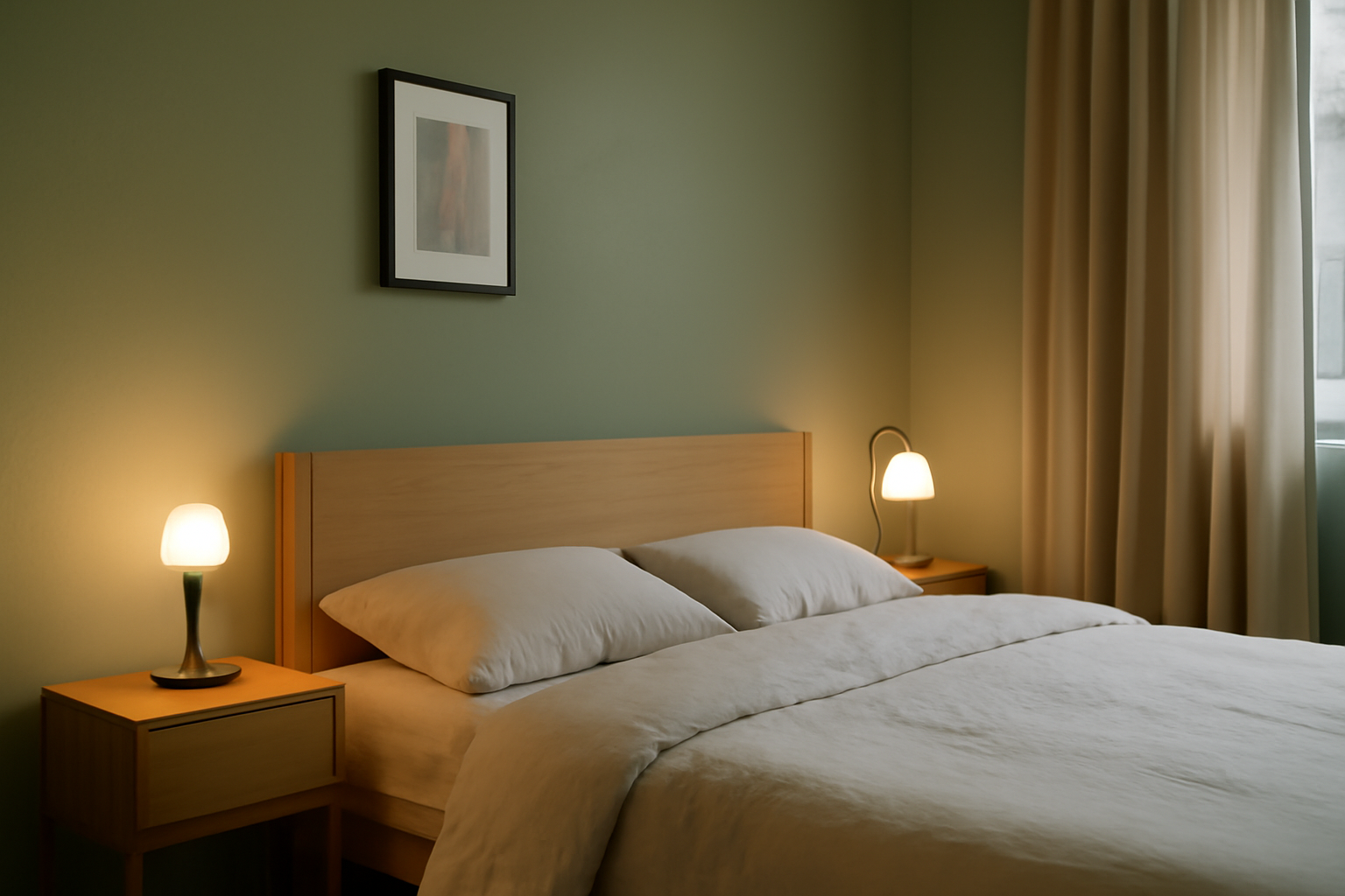Chambre vert sauge et bois : conseils déco simples