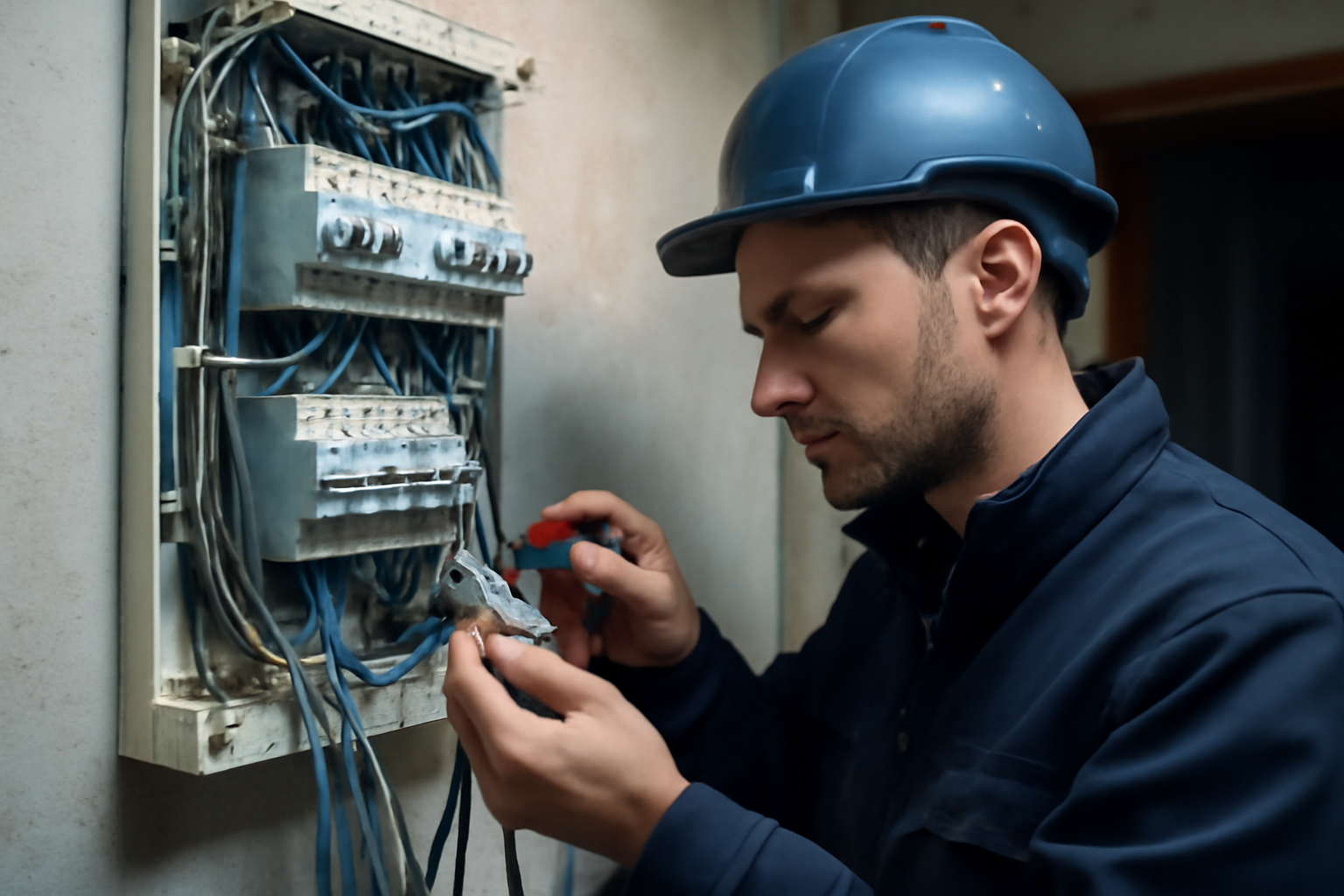 Raccordement d’un télérupteur multi 9 TL 16A dans un tableau électrique, câbles repérés et étiquettes