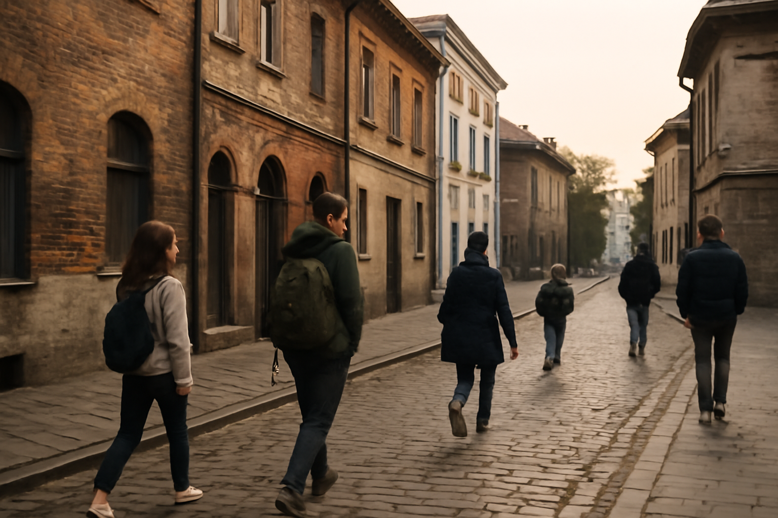 Quartier juif cracovie Kazimierz près de Plac Wolnica au matin