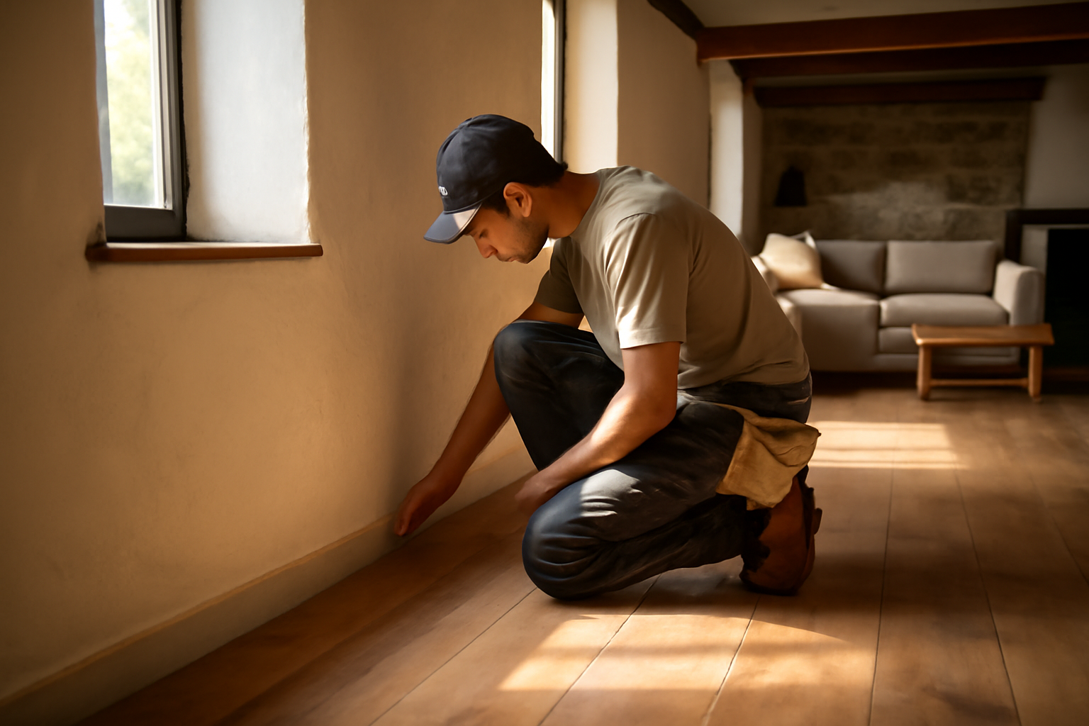 tendance sol 2026 parquet texturé et lames larges dans un salon lumineux