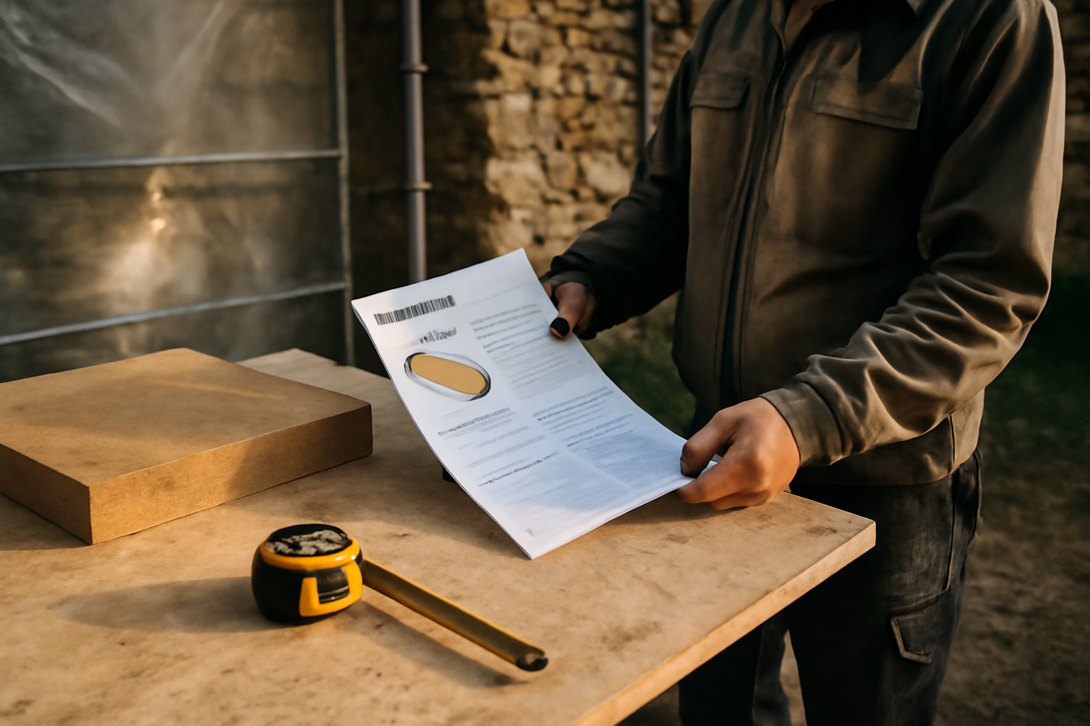 Calculette homatherm résistance fibre de bois : calcul de R sur une fiche technique, panneau fibre de bois sur chantier breton