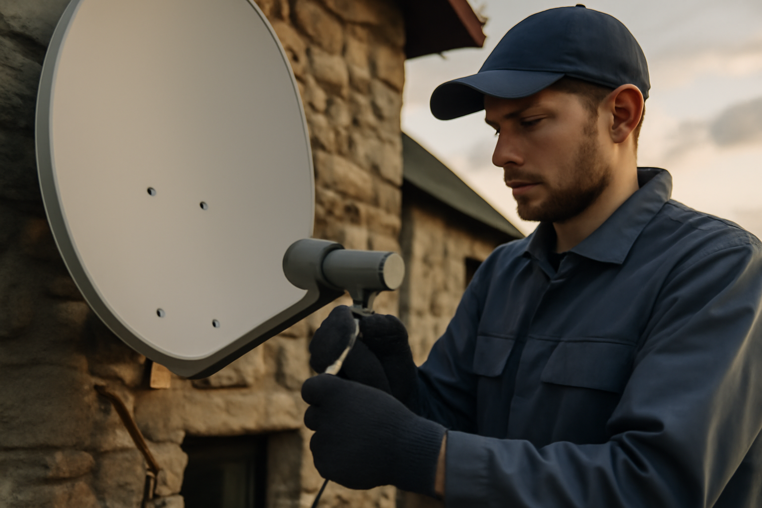tete parabole pour tntsat : pose d’un LNB sur une parabole orientée vers Astra 19,2°E