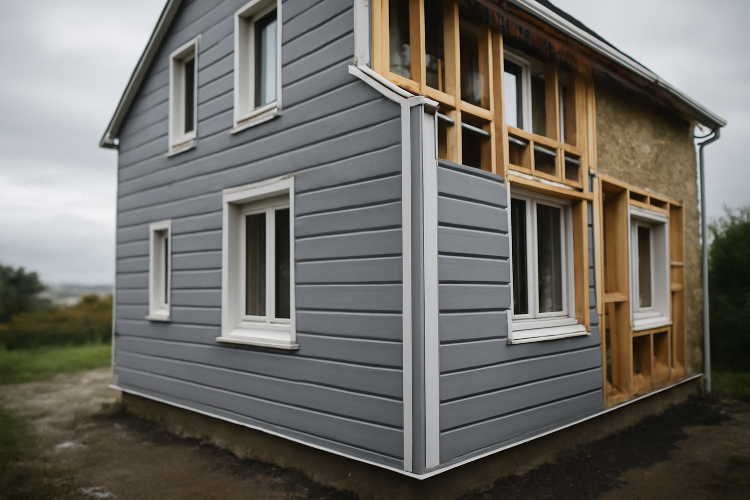 bardage en pvc sur façade bretonne avec lame d’air ventilée et finitions autour des baies