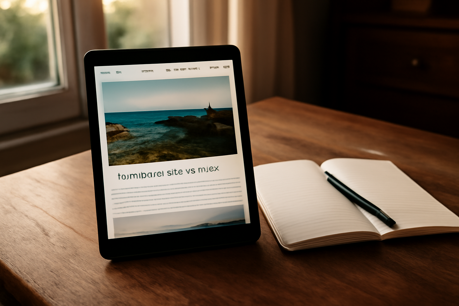 Epershand.net sur écran, menu de navigation ouvert sur un site de magazine maison et immobilier