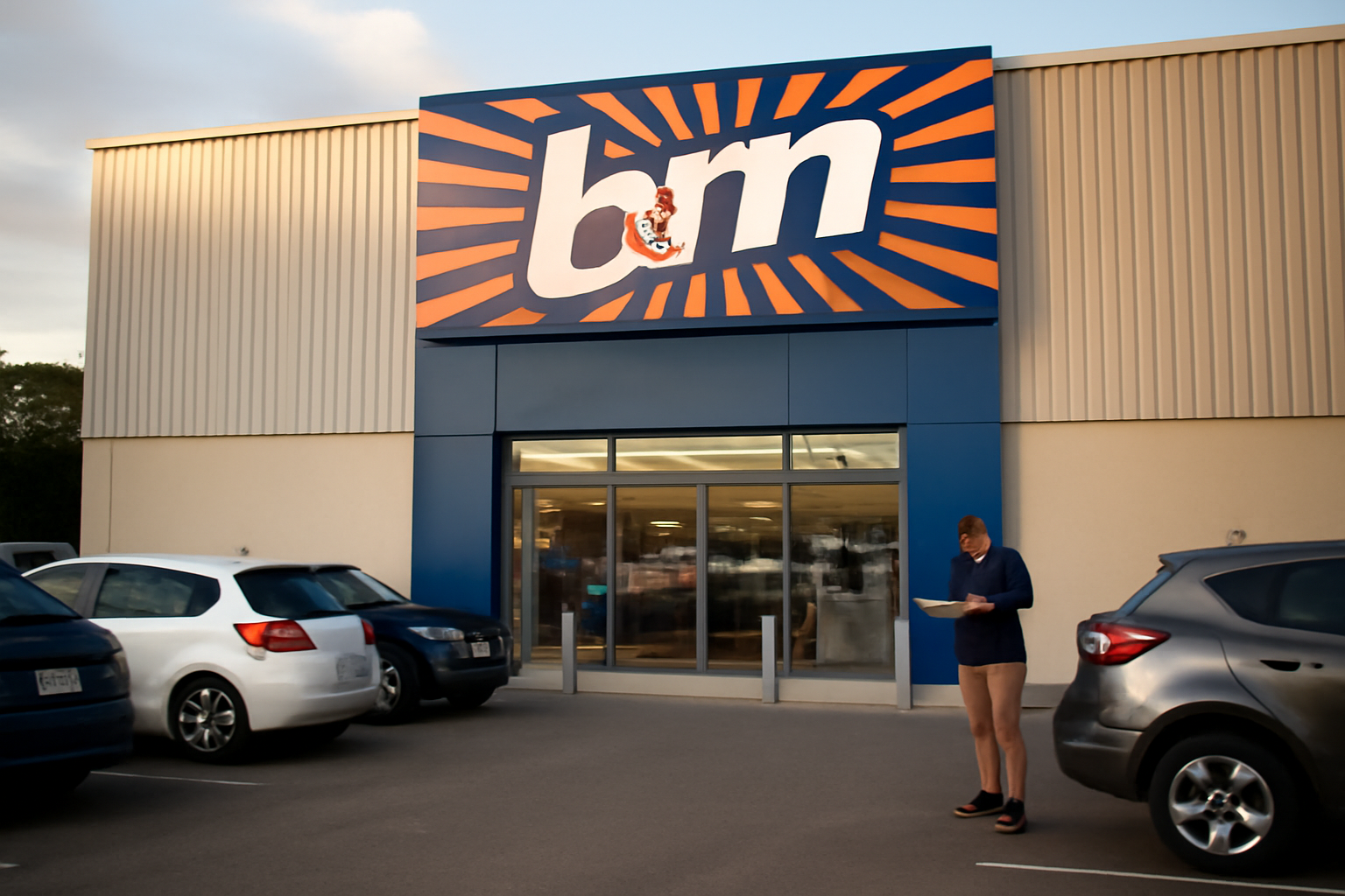 Magasin B&M à Pérols (34470) : façade et entrée, repères pour accéder au magasin