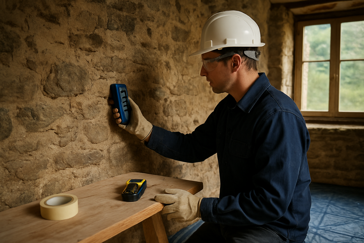 Contrôle de l’humidité et repérage des points électriques sur un mur avant travaux